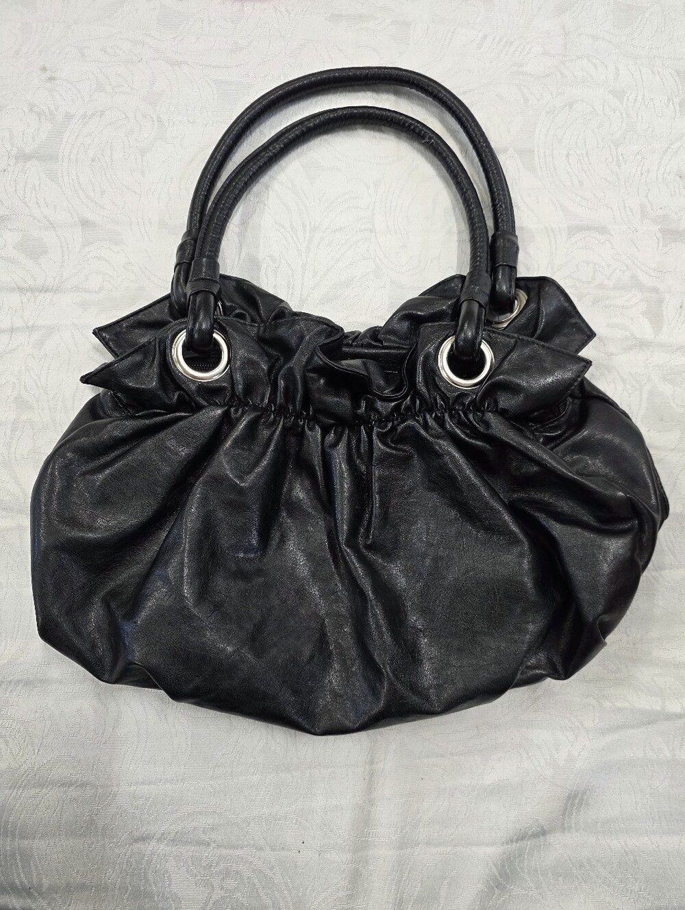 Y2K Black Ruched Slouchy Hobo Bag